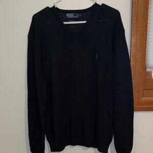 Polo by Ralph Lauren Men's Black V-Neck Sweater